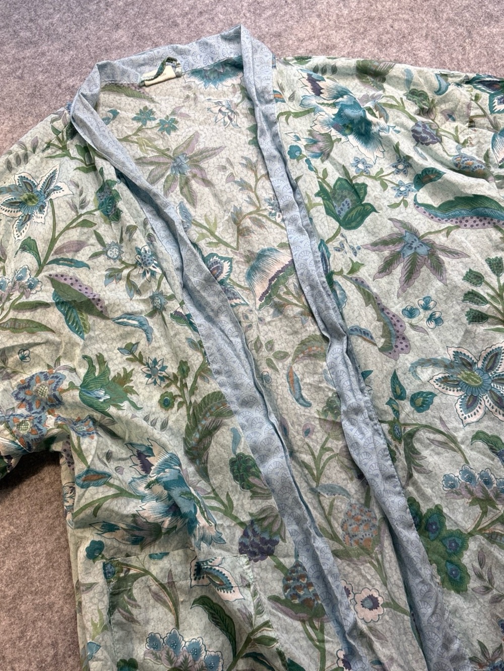 Floral Print Lightweight Women's Kimono Cardigan - Green Floral